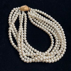 Multiple strand pearl necklace